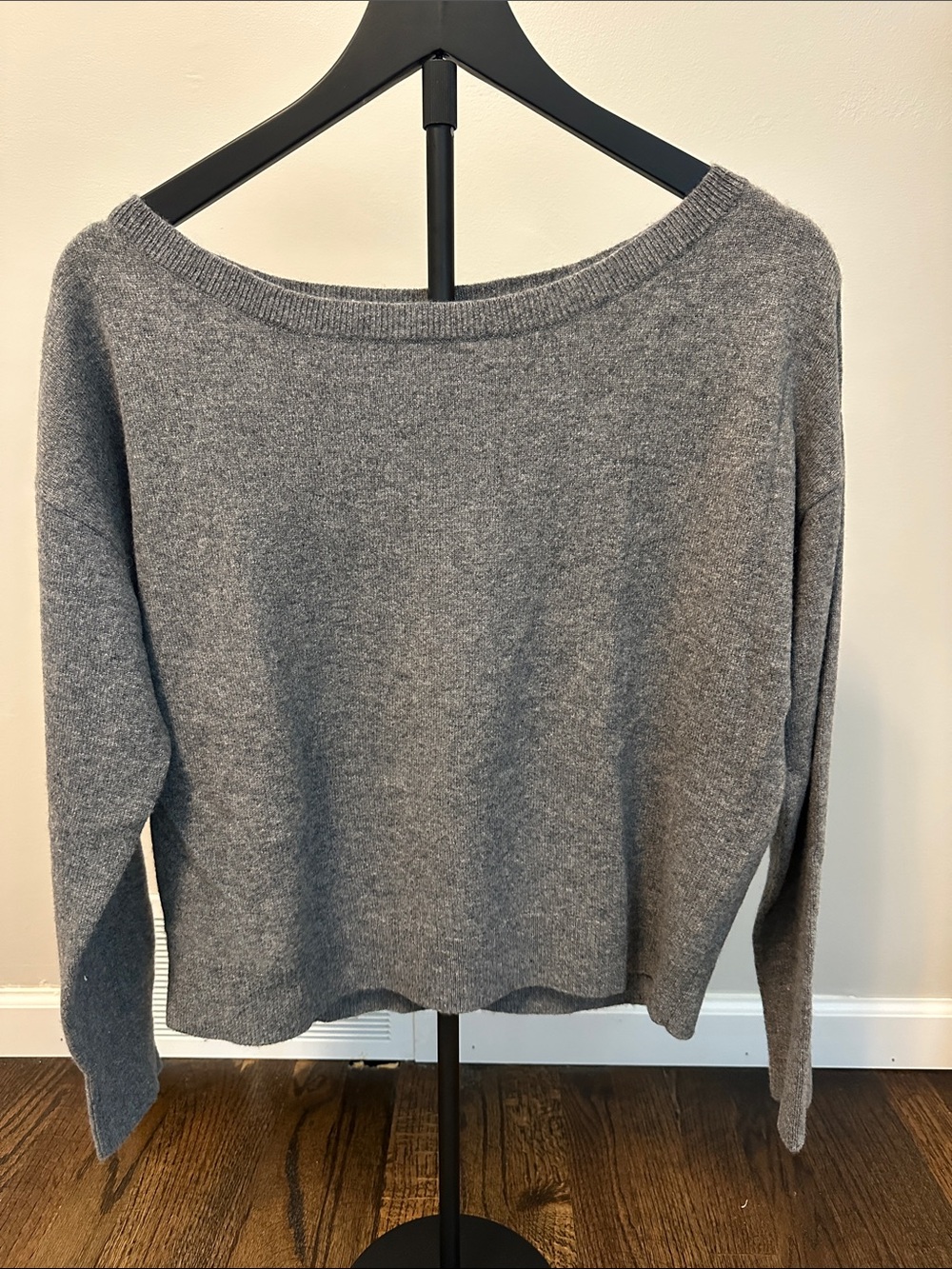 NakedCashmere Off-the-Shoulder Grey Cashmere Sweater